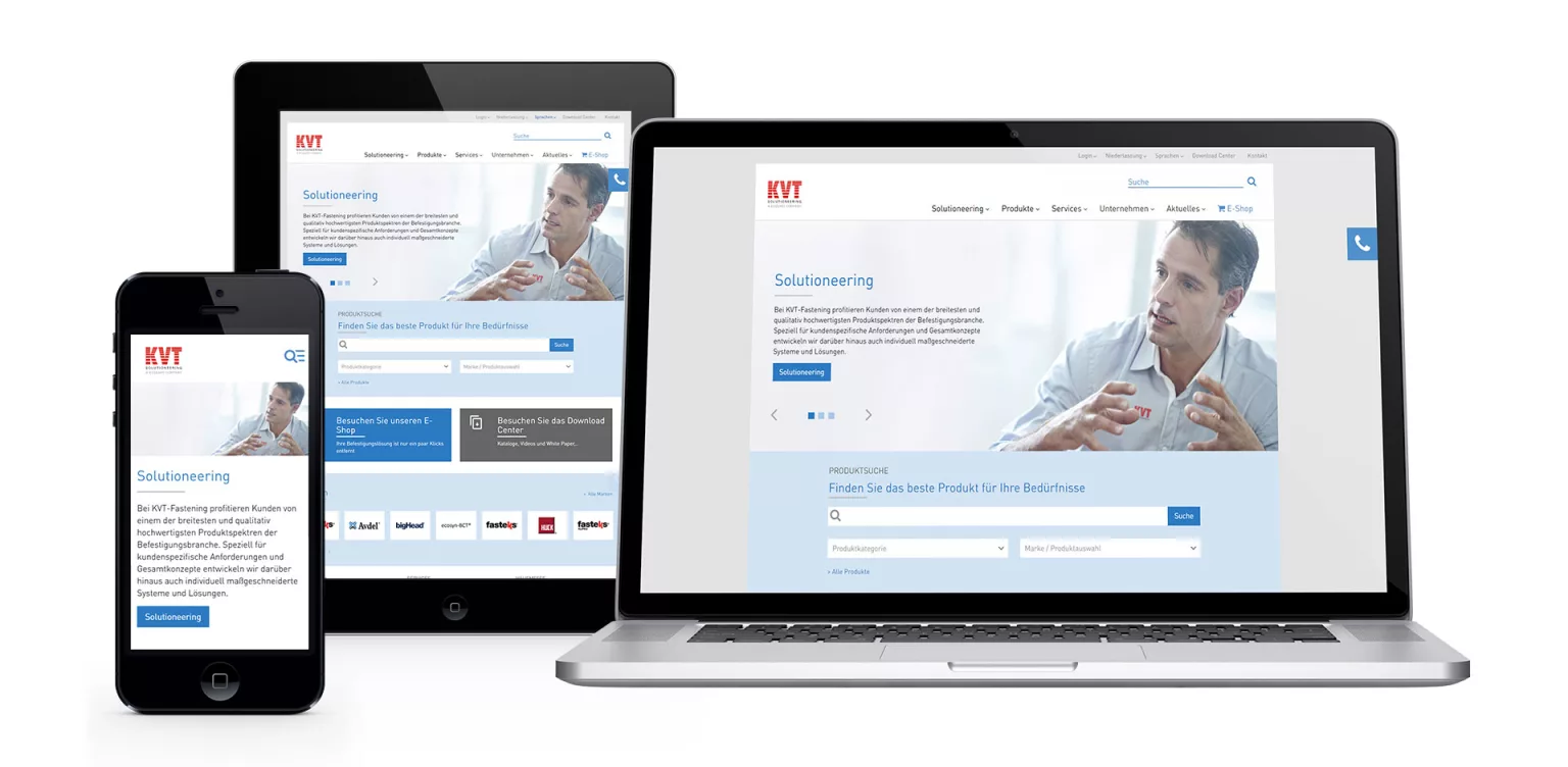 Abbildung der KVT Website auf mehreren Bildschirmen